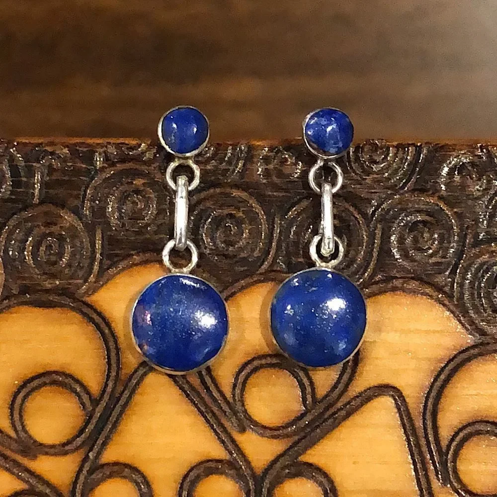 LAPIS LAZULI Sterling Silver 950 Drop Dangle Earrings